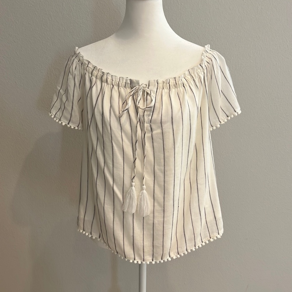 Heart Loom White Striped Blouse